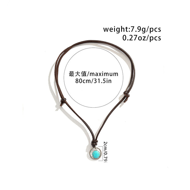 Novel Ring Hollow-Out With Turquoise Necklace - Damned Threads